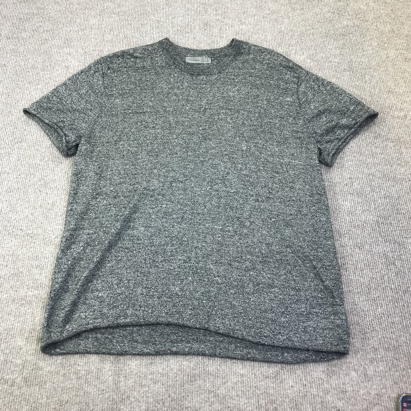 Icebreaker Shirt Mens Large Gray Short Sleeve Merino Wool Tee Top Lightweight