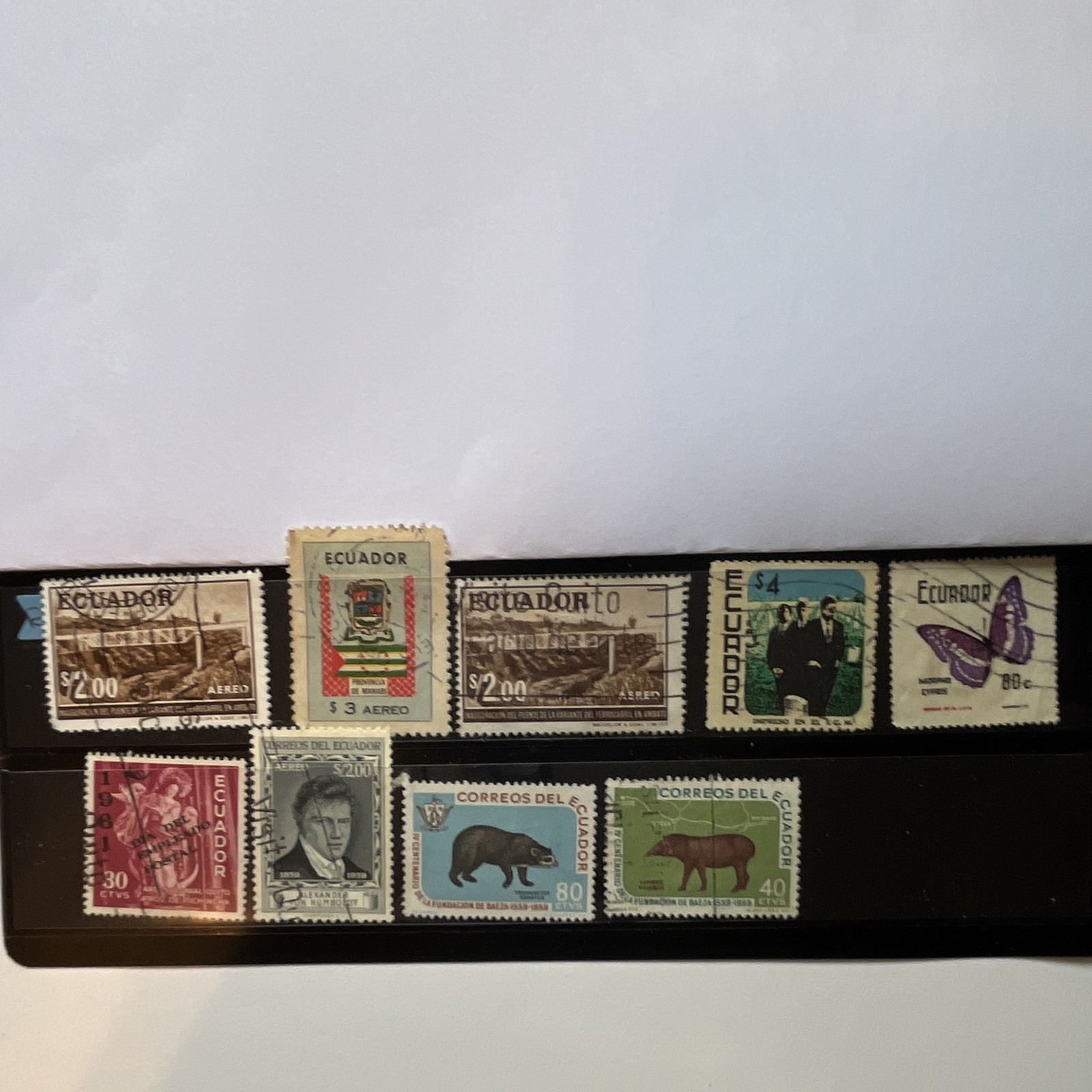Ecuador Used Postage Stamps Lot Animals/Butterflies Handstamped S/2.00-$4 Ecuador Used Postage Stamps Lot Animals/Butterflies Handstamped S/2.00-$4