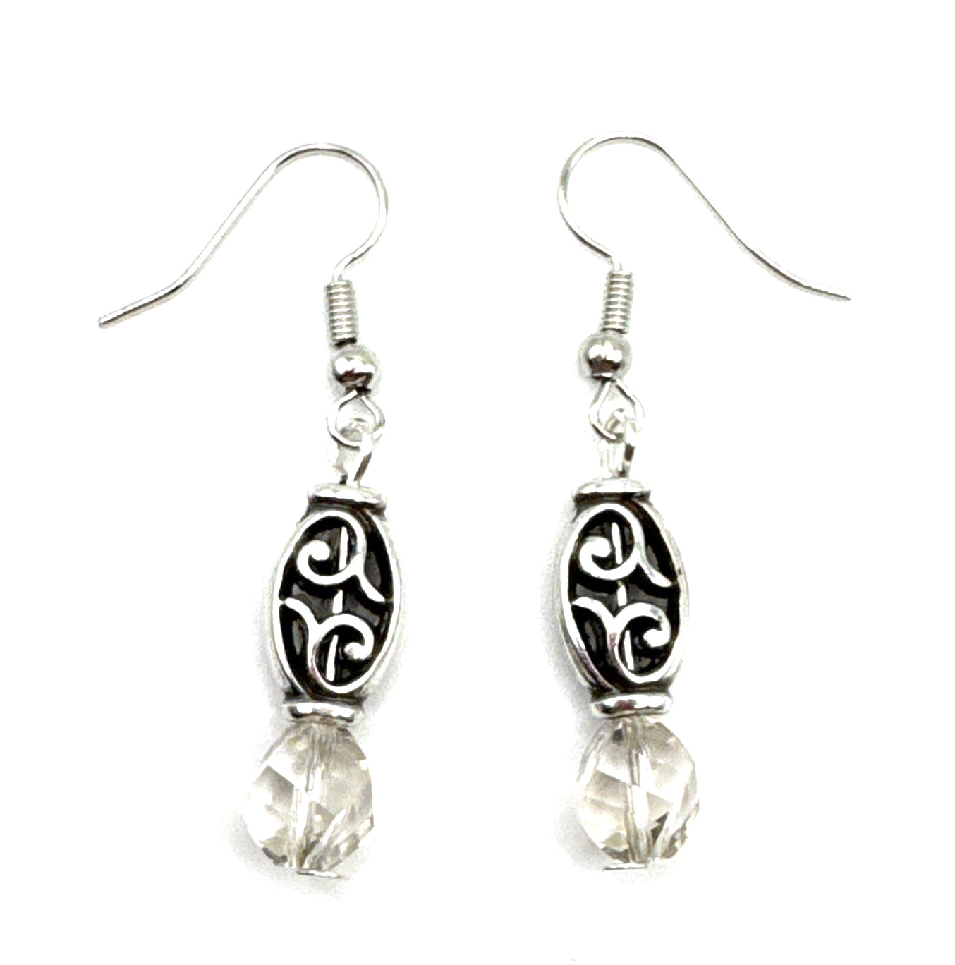 Brighton Riviera Deco Beads White Crystal Flourish Custom Silver Earrings Brighton Riviera Deco Beads White Crystal Flourish Custom Silver Earrings