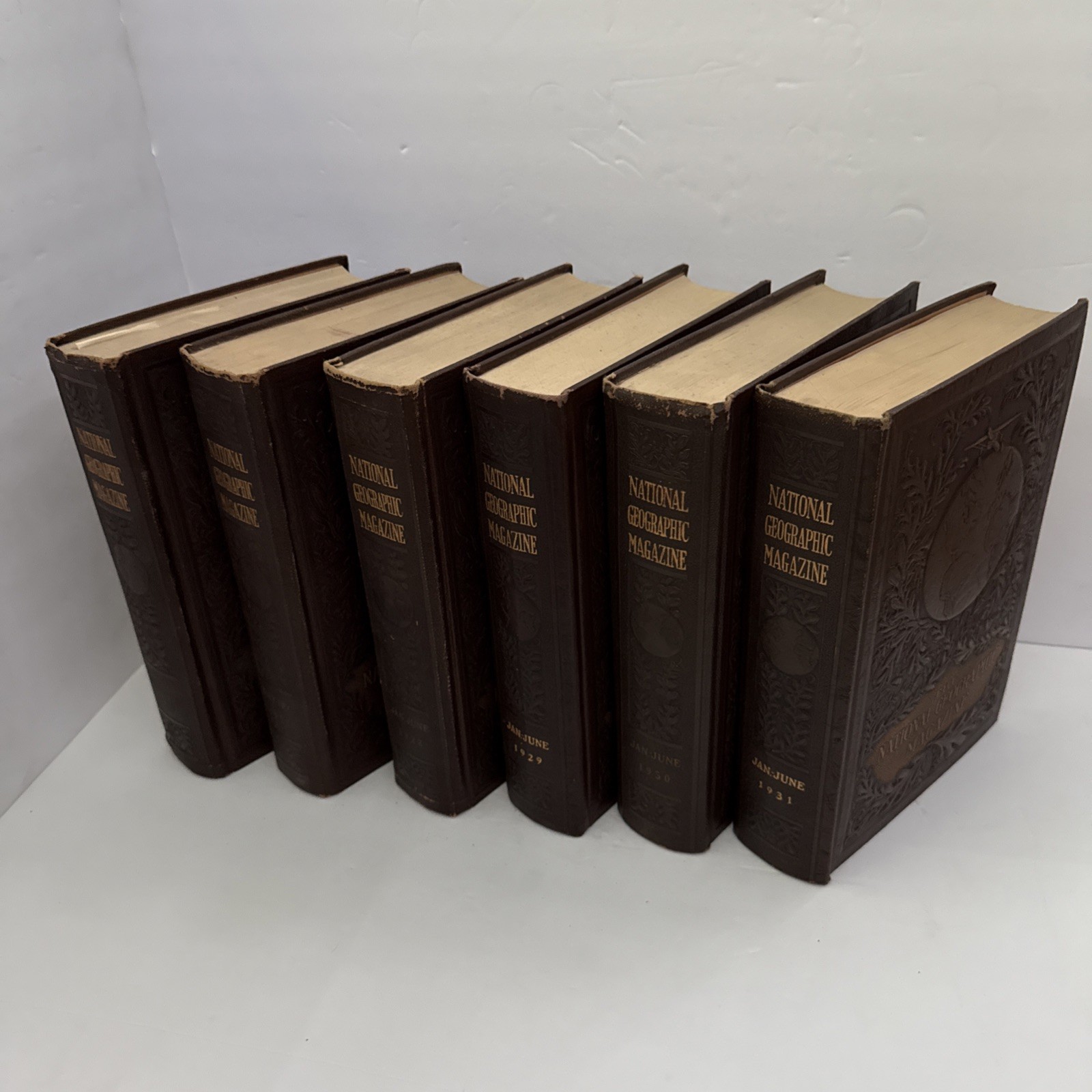 Vintage 1927-1931 National Geographic Magazine Hardback Book Set Of 6