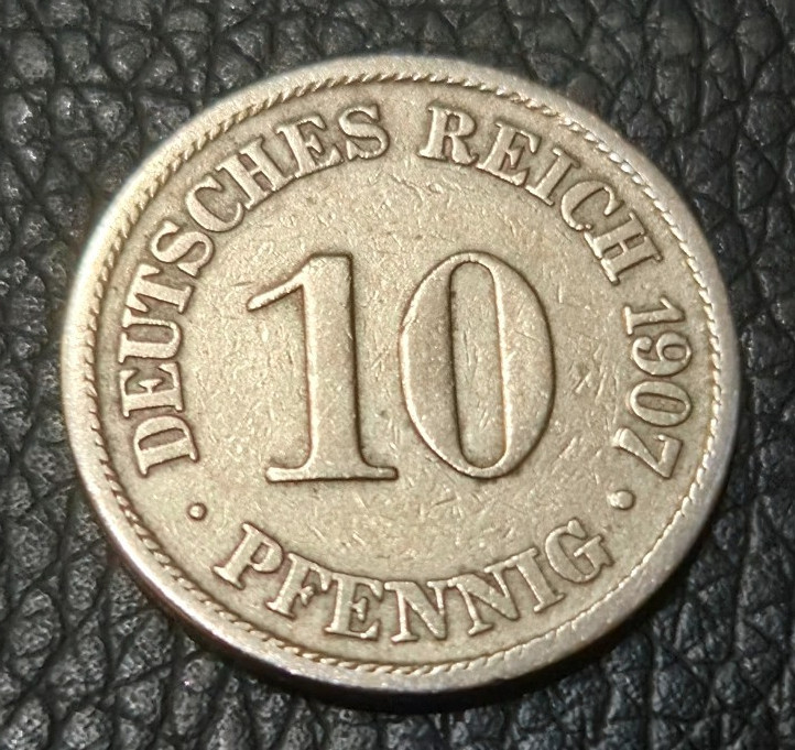 1907 Germany 10 Pfennig Coin