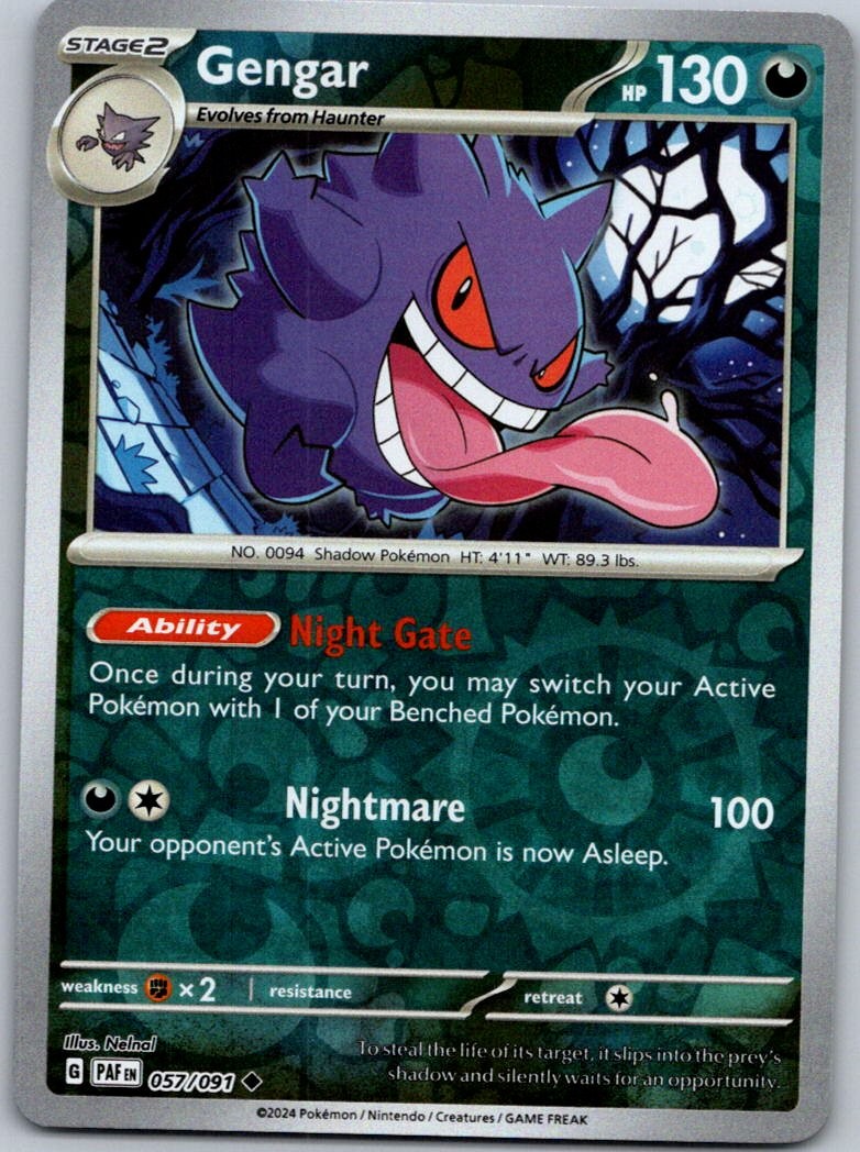 Gengar 057/091 Reverse Holo Paldean Fates Pokemon UC NM/M