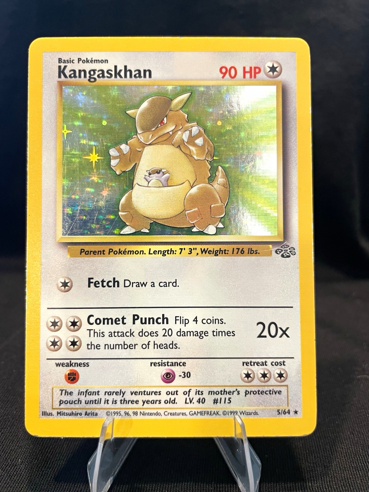 1999 Pokemon TCG Kangaskhan Jungle Unlimited Holo Rare 5/64 EN Heavy Play