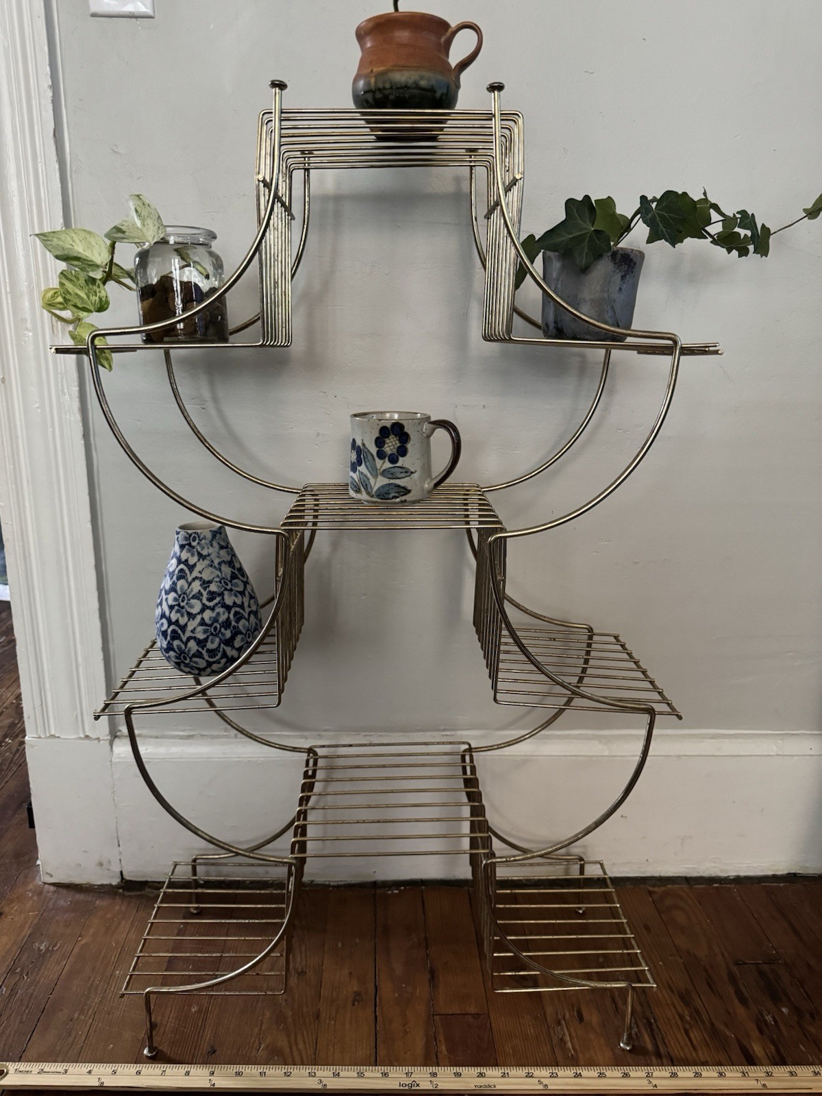 Vtg MCM Pagoda Shape Metal Plant Stand Vtg MCM Pagoda Shape Metal Plant Stand