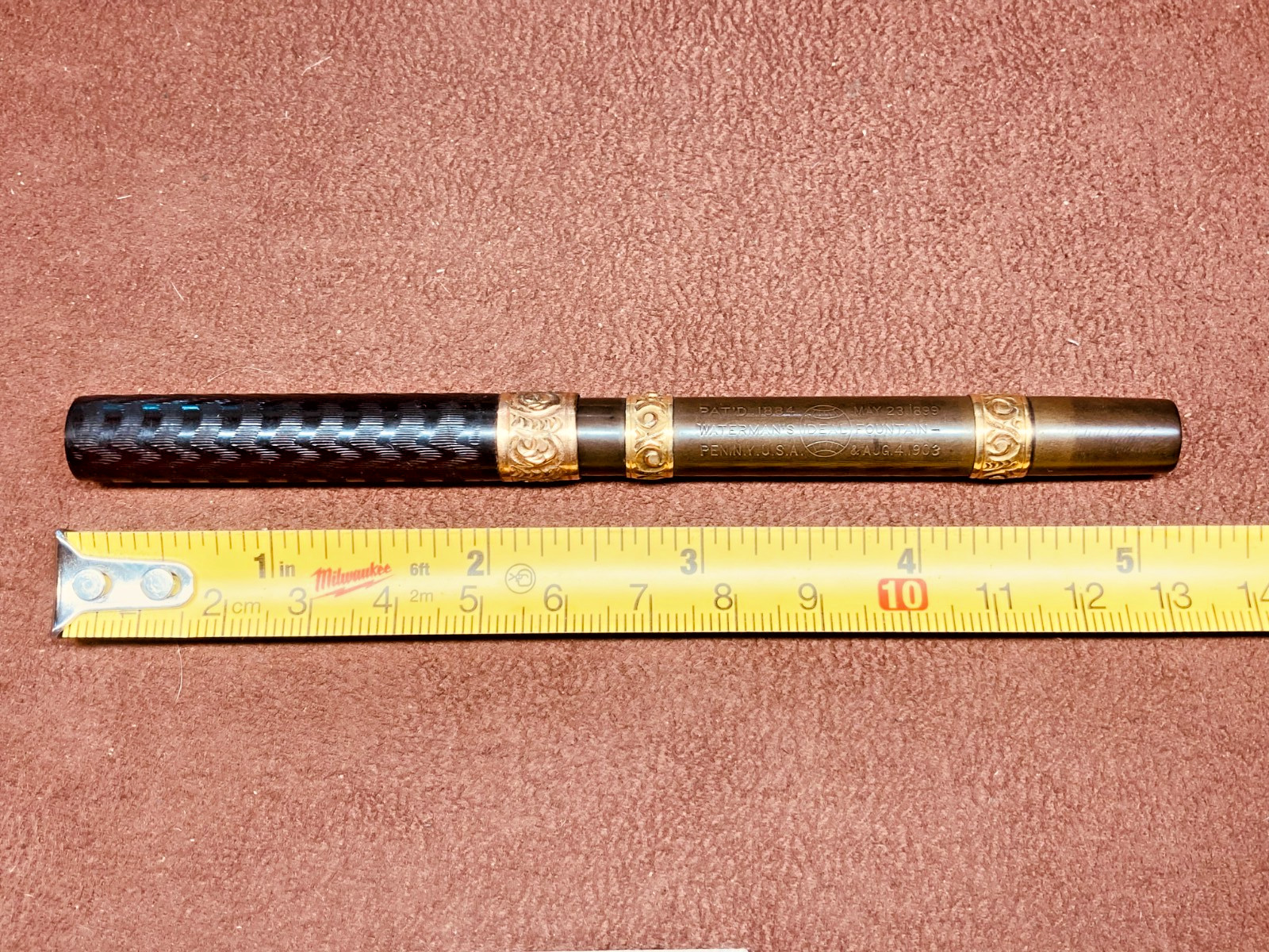 WATERMAN 12 EYEDROPPER FOUNTAIN PEN WITH NICE REPOUSSE\' BANDS