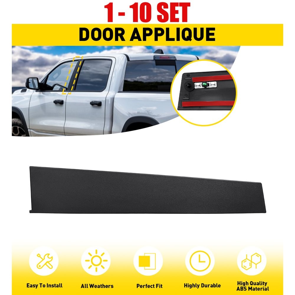 1-10x Front B Pillar Door Molding Matte Black Driver Side for 2019-2026 RAM 1500