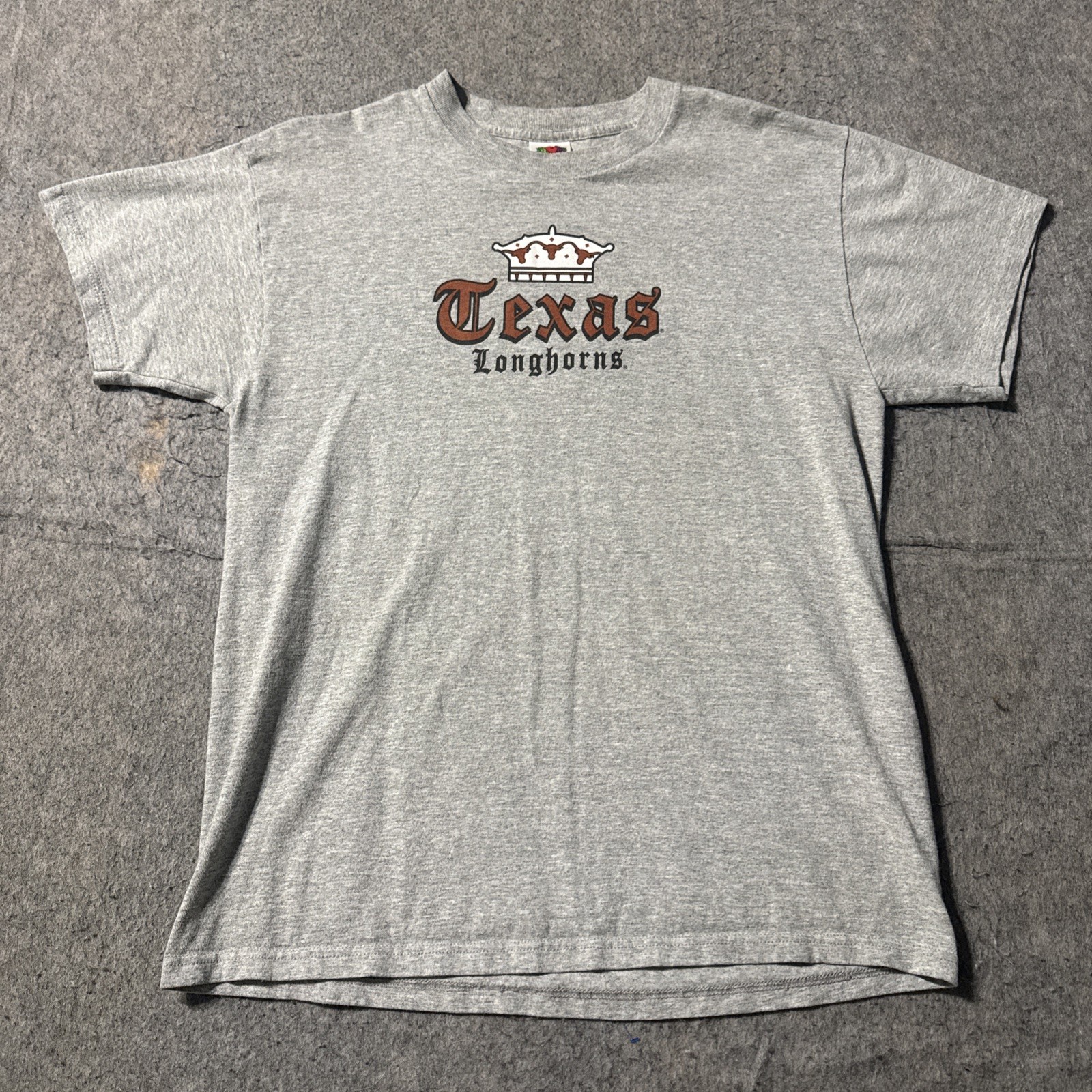 Vtg Fruit Loom Texas Longhorns T Shirt Mens M/L Graphic Print Gray Short Sleeve