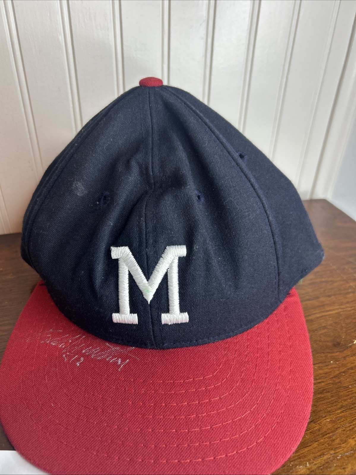 Vintage Milwaukee Braves Roman MLB  Hat Autographed By Eddie Matthews With COA