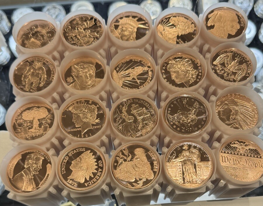 LOT OF 100 X 1 OZ MIXED .999 FINE COPPER ROUNDS BULLION