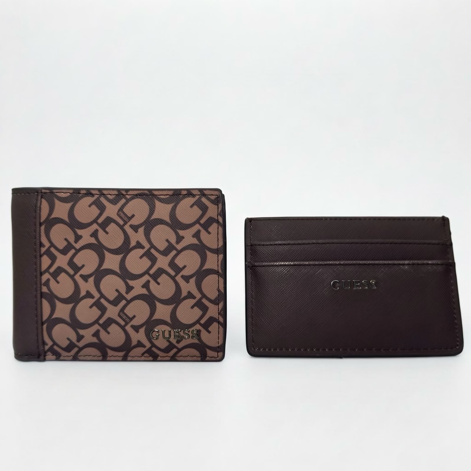 Guess Men\'s Bifold Wallet & Card Holder Set Brown Monogram 521066474 Guess Men\'s Bifold Wallet & Card Holder Set Brown Monogram 521066474