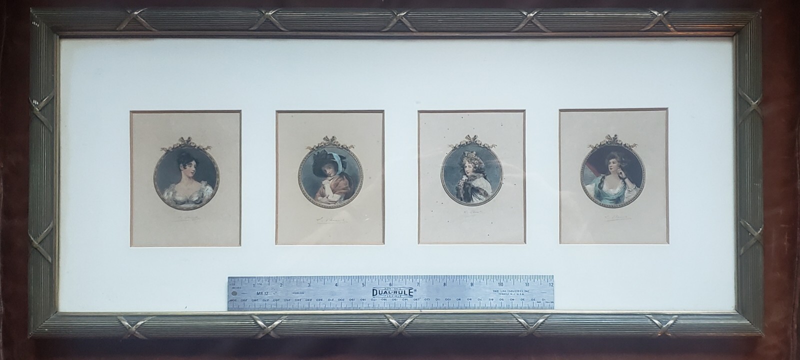 Lady Hamilton & Other Portraits Antique Orig Watercolor & Ink Art 19th C Signed