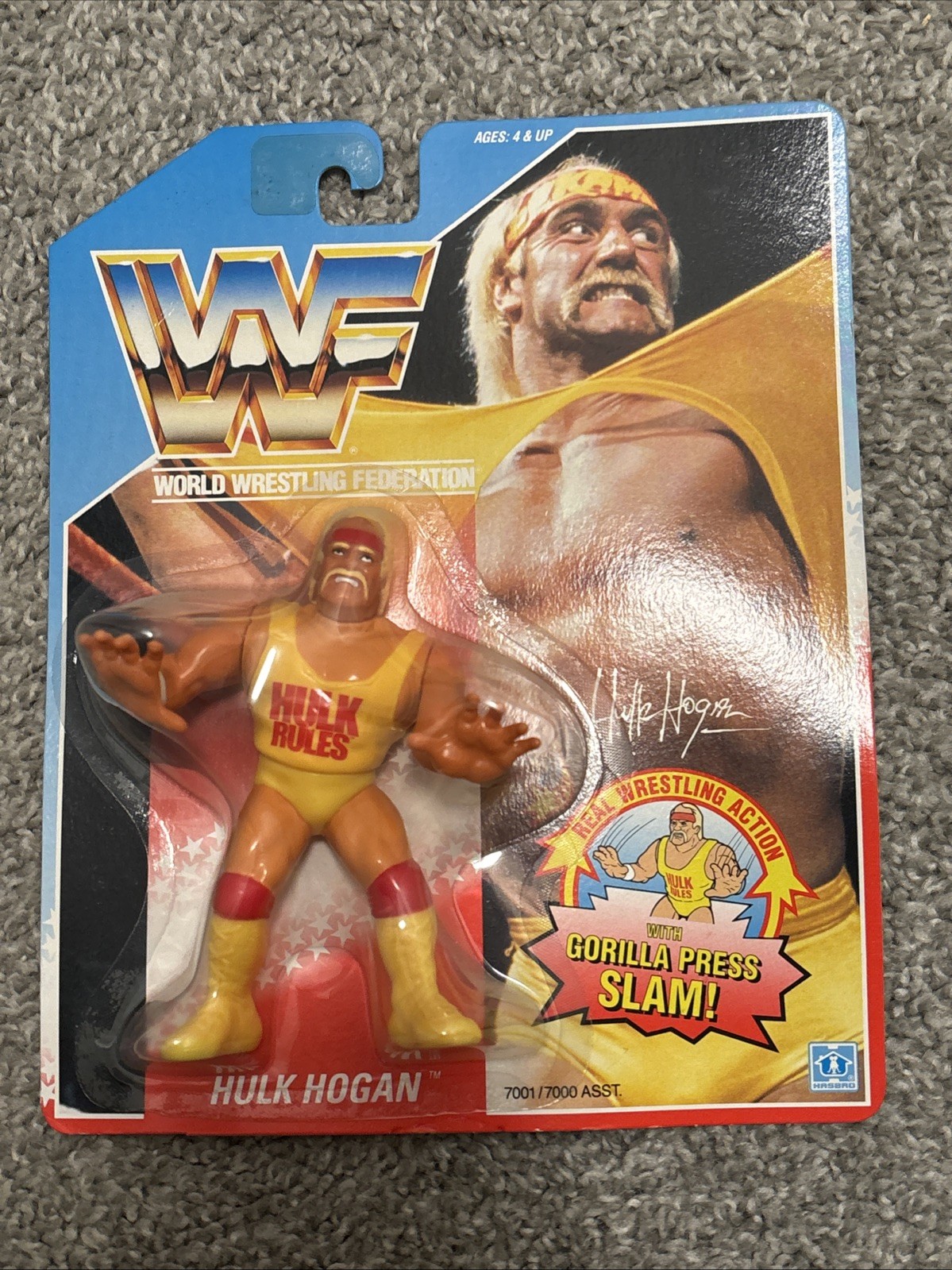 Hulk Hogan Gorilla Press Slam WWF Wrestling 1990 Hasbro Figure NEW MOSC SEALED