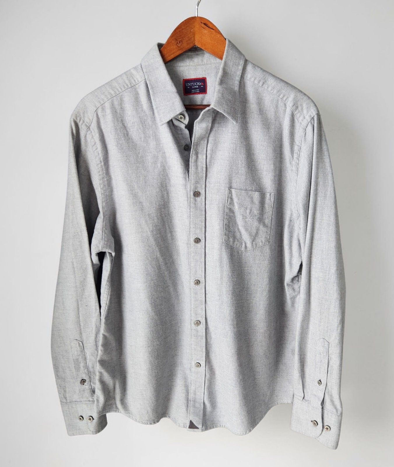 Untuckit Sherwood Heather Grey Button Up Pocket Shirt Mens L Regular Cotton 