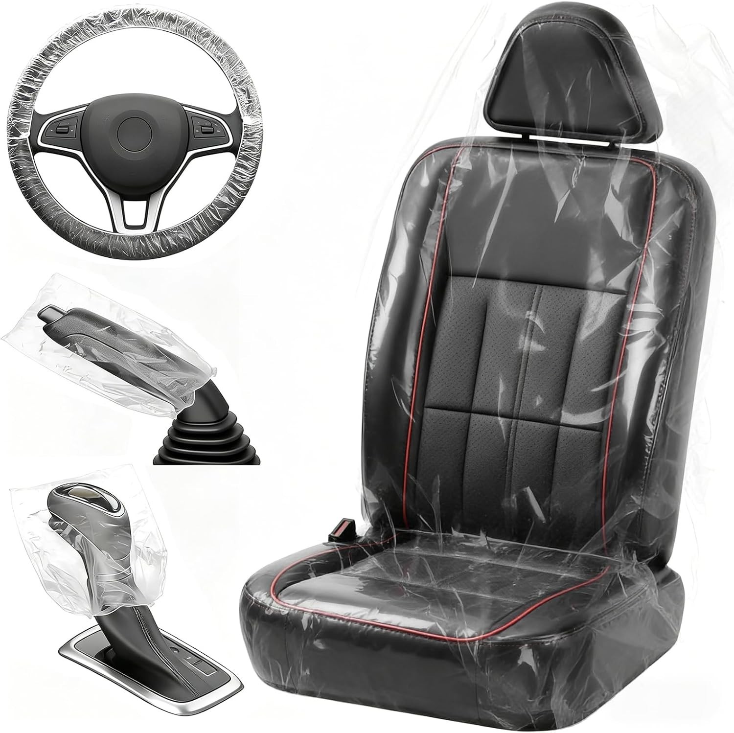 Disposable Car Seat Covers, Clear Plastic Vehicle Seat Protector Set 330 PCS