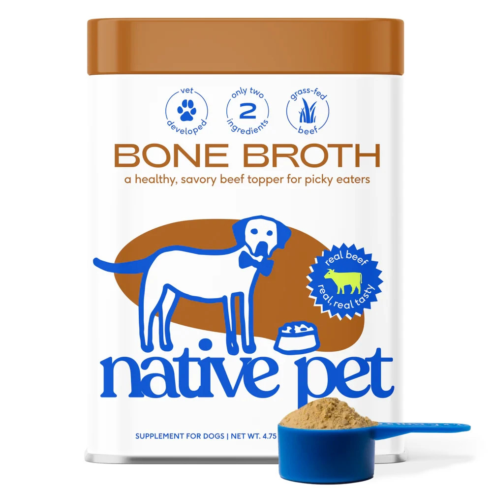 Native Pet Beef Bone Broth Powder for Dogs 192 Scoops Grass Fed Food Topper