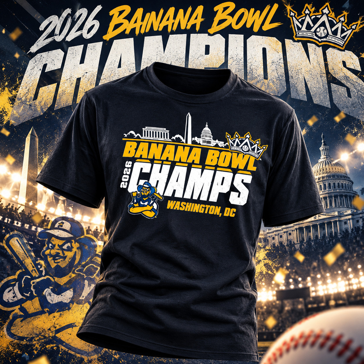 HOT NEW 2026 Banana Bowl Champions T-Shirt Texas Tailgaters Washington DC Fan
