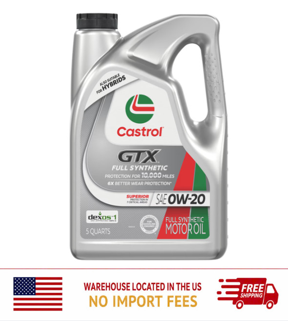 Castrol GTX Full Synthetic 0W-20 Motor Oil, 5 Quarts