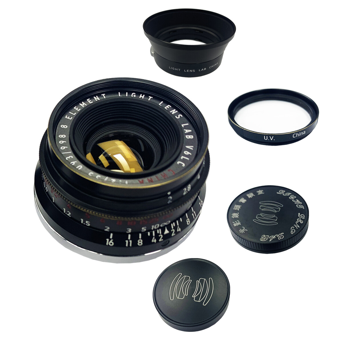 Light lens lab Lens 35mm F2 F/2 Brass black for Leica Summicron M Eight Element 