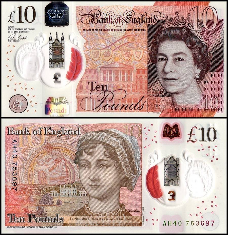 Great Britain - England 10 Pounds, 2016, P-395a.1, UNC, Polymer Great Britain - England 10 Pounds, 2016, P-395a.1, UNC, Polymer
