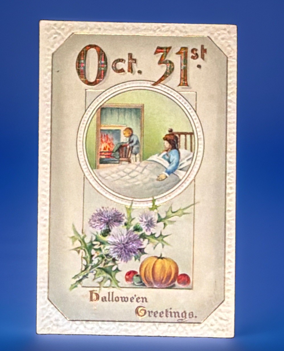 Vintage October 31st Halloween Greetings Pumpkin Head Man Gottschalk Postcard