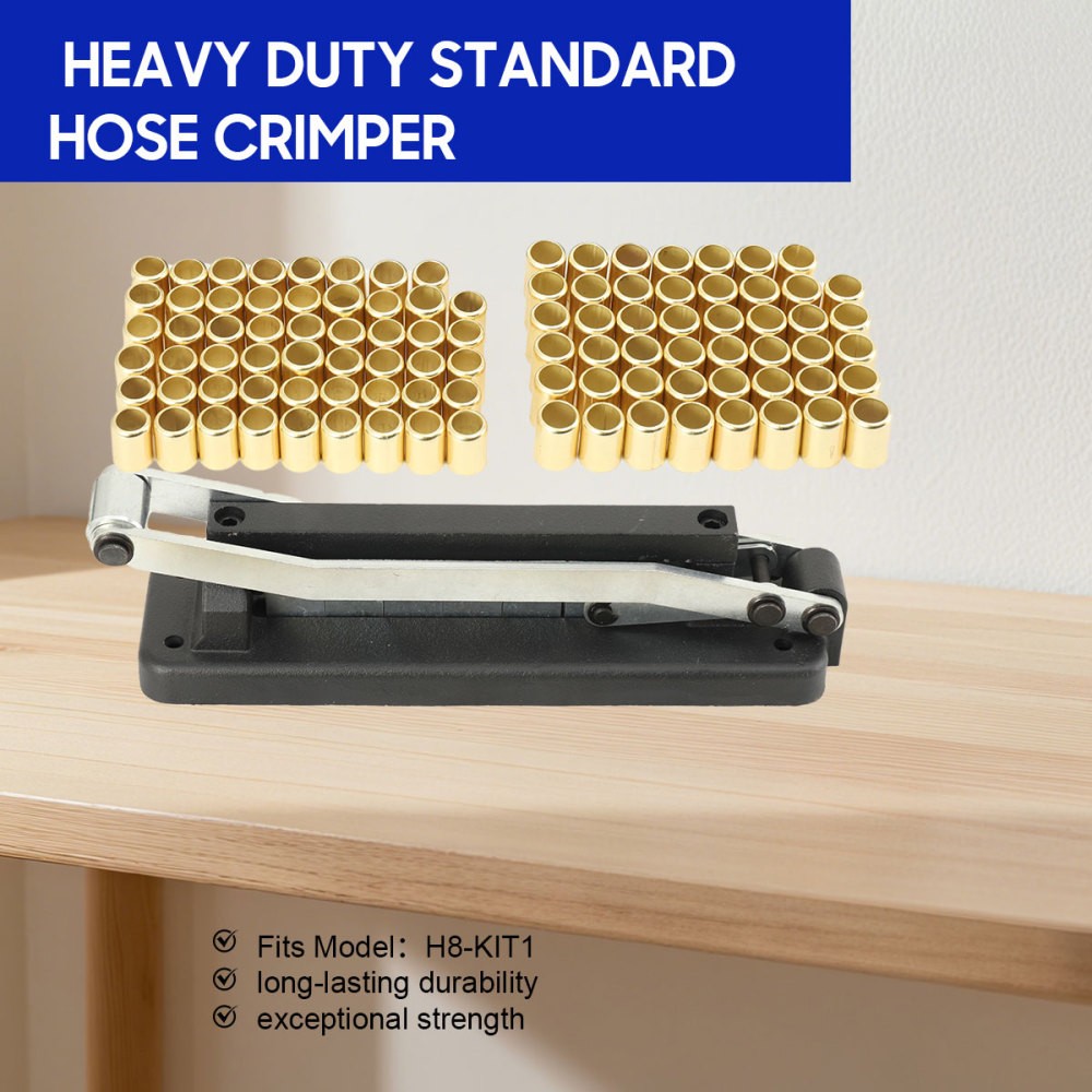 Heavy Duty Hose Crimper H8-KIT with 5 Dies 100 Ferrules for 1/4-3/8 Hoses New