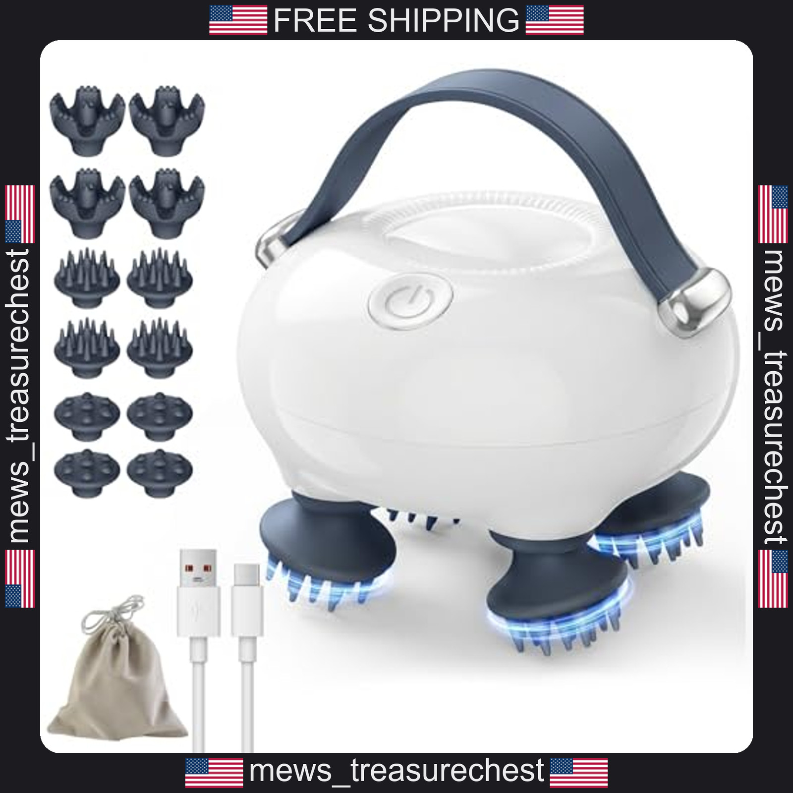 Scalp Massager with Tangle-Free Silicone Heads, 3 Speeds, Up to 120 Min Battery