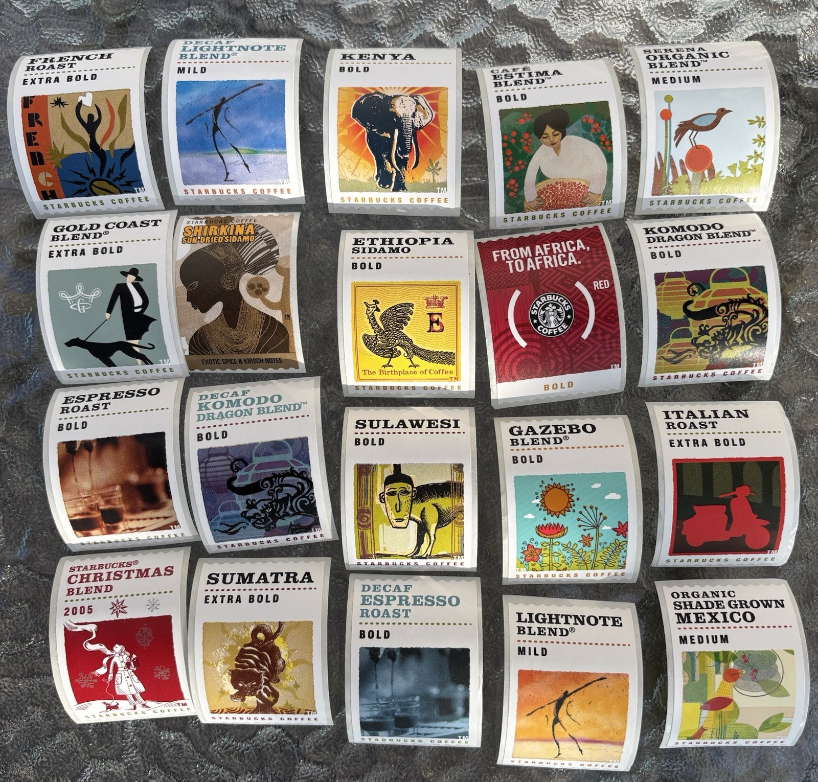 Starbucks Stickers RARE 2000’s Coffee Labels
