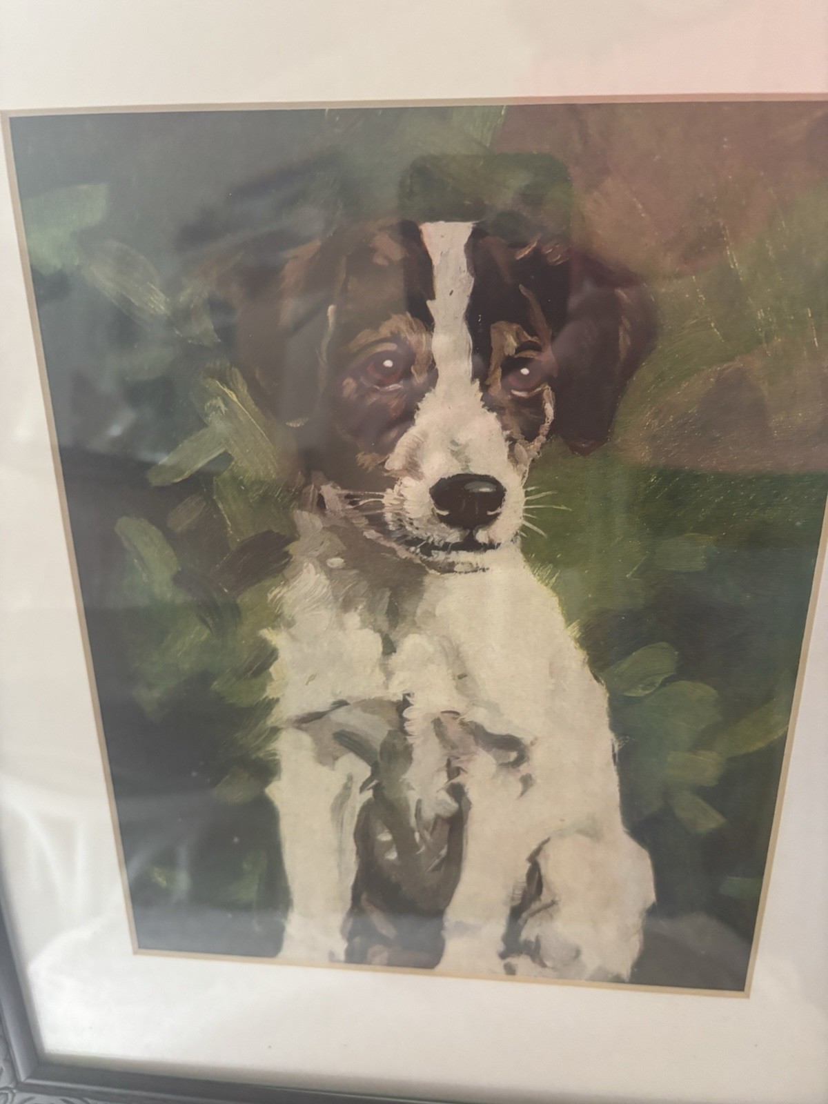 1930’s Antique J Nicholson Print Fox Terrier Matted And Framed