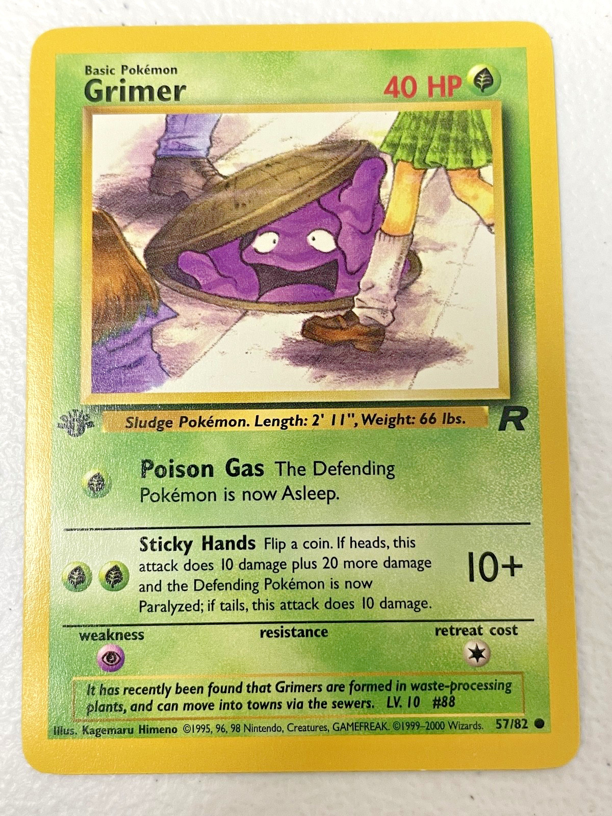 Grimer 57/82 - 1st Edition Team Rocket Pokemon Card *CORRECTED VERSION - BANNED*