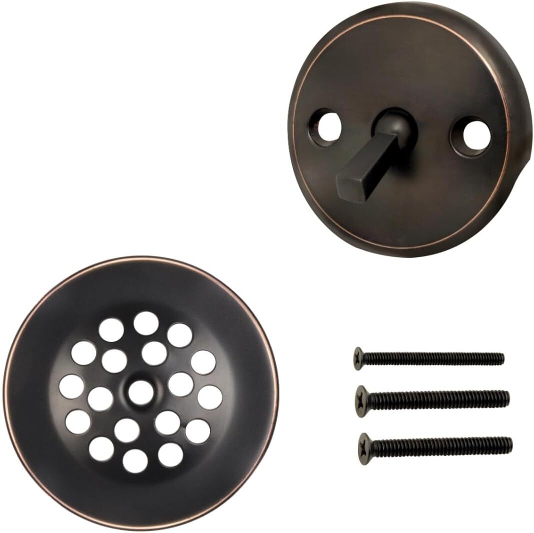 Trip Lever Tub Trim Kit Set with 2 Hole Overflow Face Plate, Overflow and Screws Trip Lever Tub Trim Kit Set with 2 Hole Overflow Face Plate, Overflow and Screws