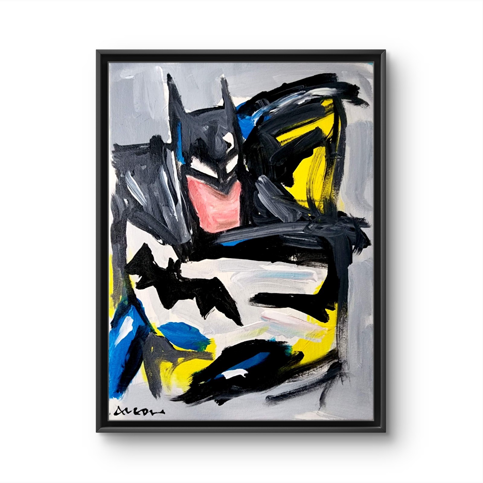 Aleph Original Art 9x12 Batman Neo Expressionist Canvas Painting Fine Art