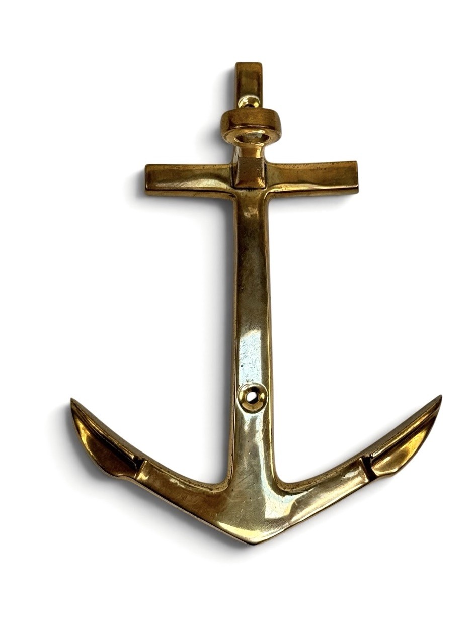 Vintage Brass Nautical Anchor Coat Hook Wall Hanger Beach House Decor