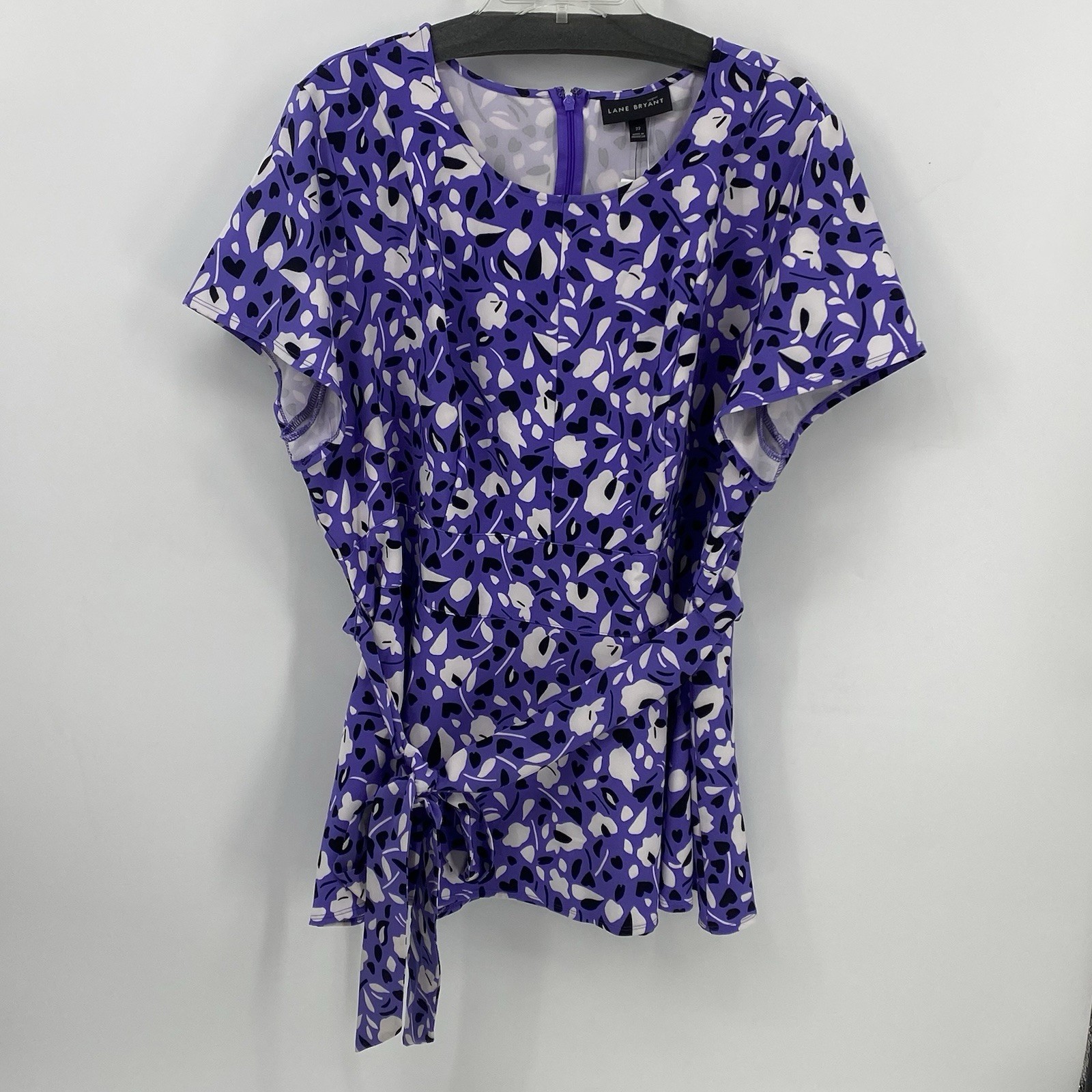 Lane Bryant Illusion Collection Violet Top Sz 22 Fits That Flatter Belt Zip NWT