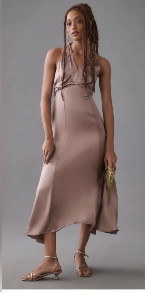 NWT Anthropologie Mauve Silk V-Neck Dress US 12 NWT Anthropologie Mauve Silk V-Neck Dress US 12
