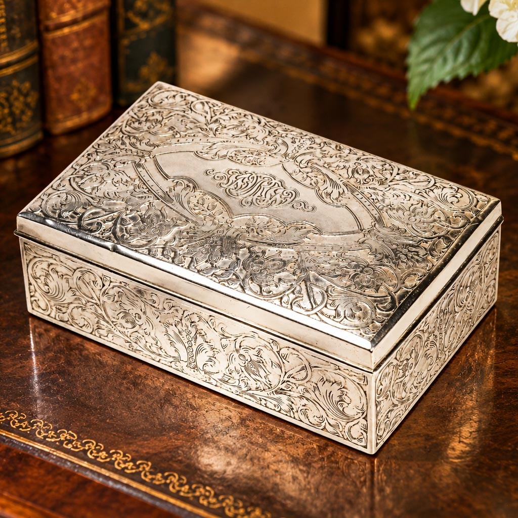 Stunning Antique Tiffany & Co Sterling Silver Box Art Nouveau Engraved New York 