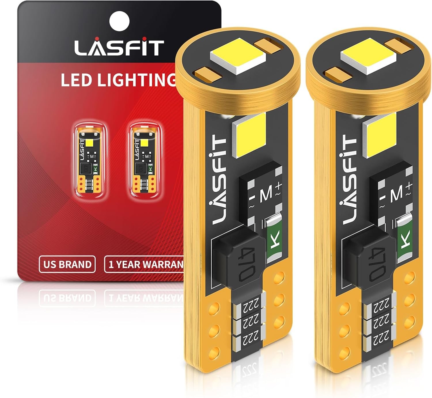 LASFIT 194 168 T10 LED Bulbs White 6000K Canbus Error Free 400LM License 2 Pack LASFIT 194 168 T10 LED Bulbs White 6000K Canbus Error Free 400LM License 2 Pack
