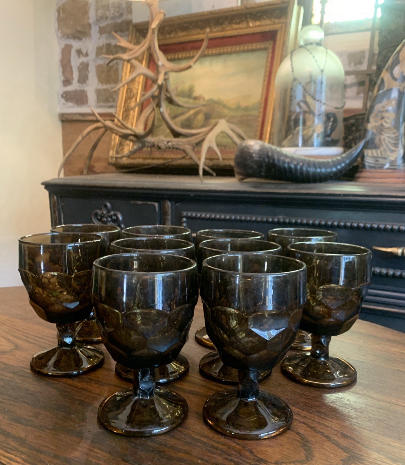 MCM 1960’s-70’s Vtg Viking Nutmeg Brown Georgian Water Goblets-Set Of 10 NOS
