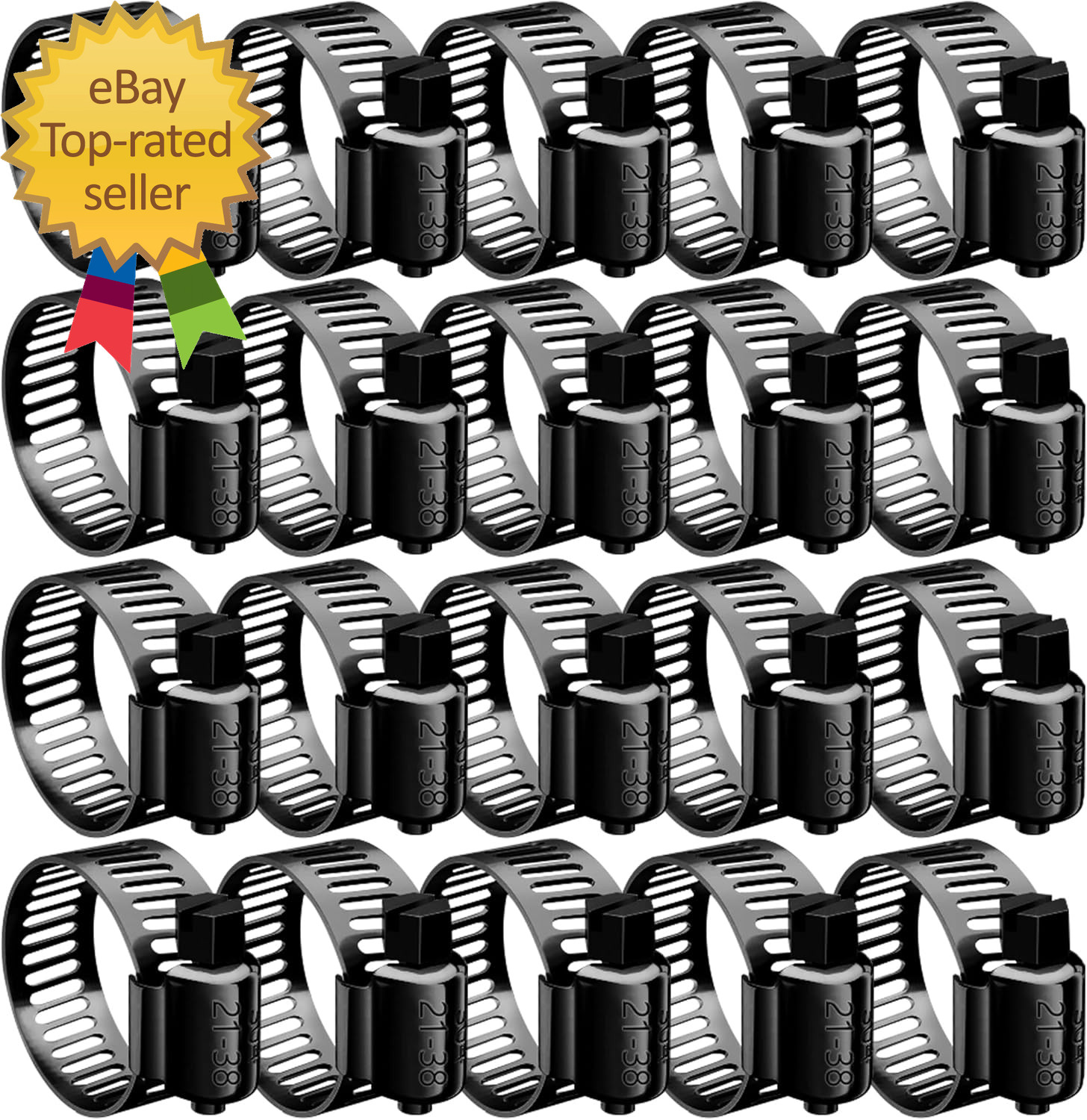 20Pcs Black Hose Clamp,3/4\