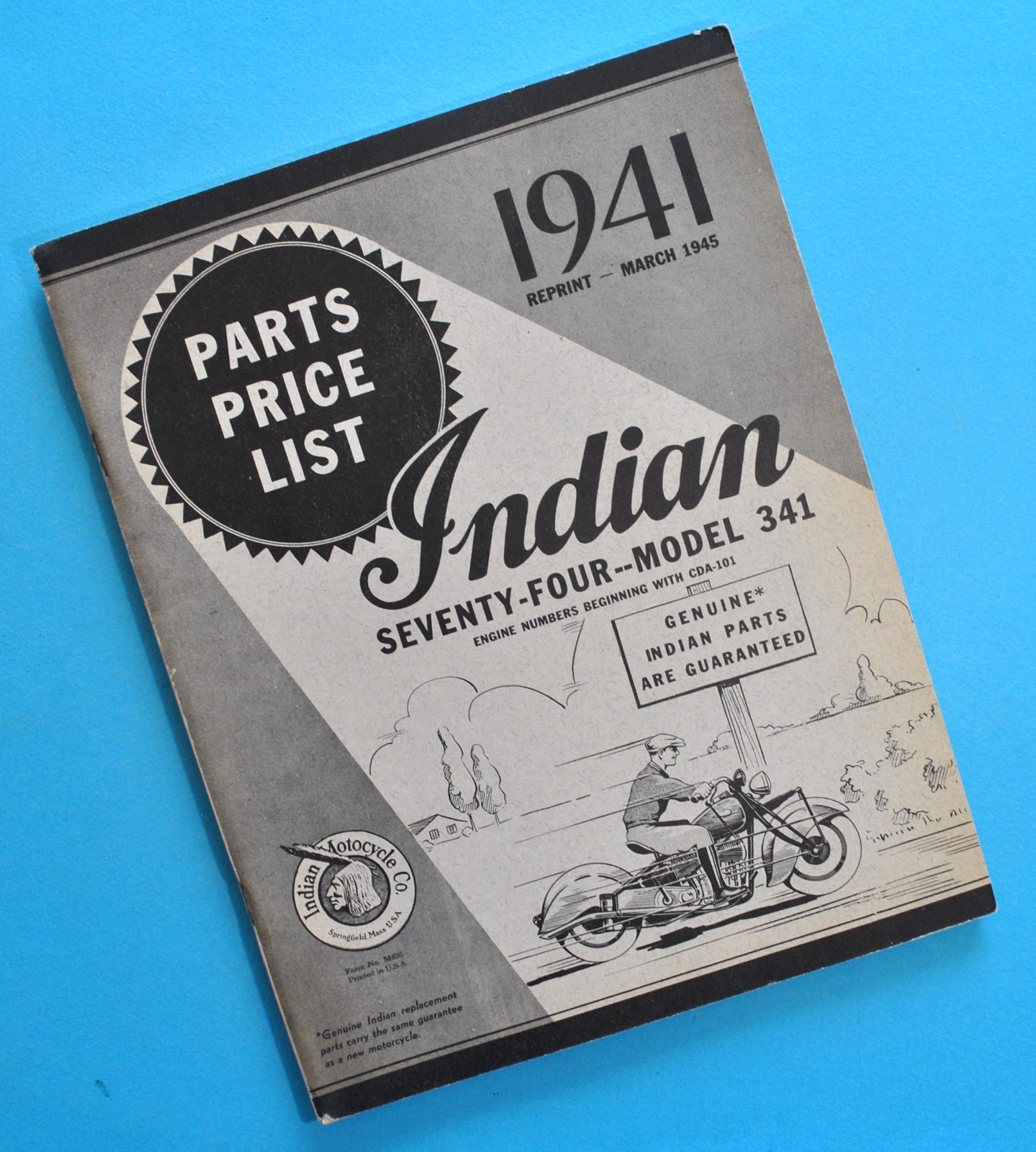 Original 1940 - 1946 Indian Motorcycle Parts Catalog Chief 