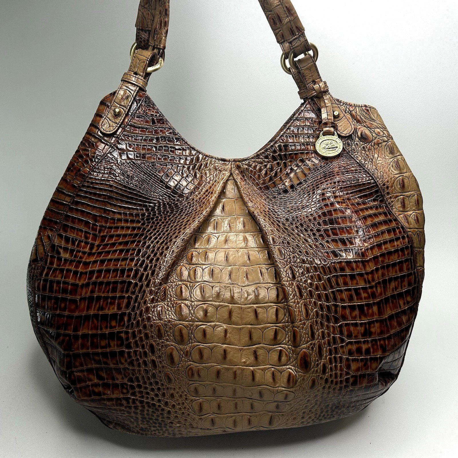 BRAHMIN Ltd Edition ANNE Pecan Brown Croc Embossed Handbag Large BRAHMIN Ltd Edition ANNE Pecan Brown Croc Embossed Handbag Large
