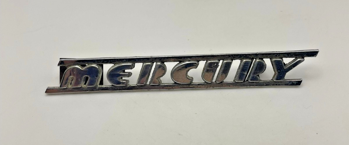 VTG 1941 Ford Motor Company Chrome Car Emblem Script Side Trim Genuine OEM Auto?