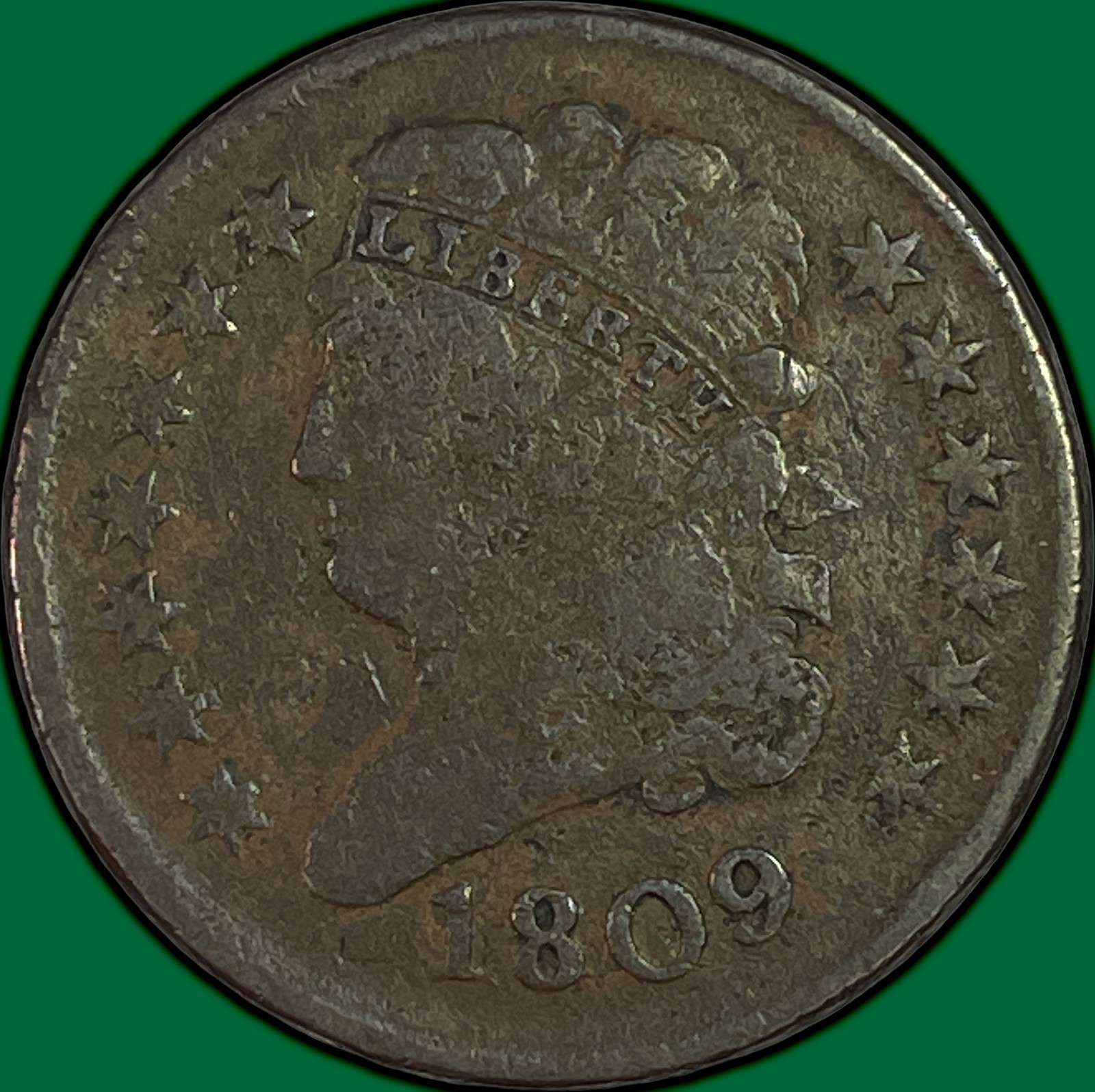 1809 Classic Head Half Cent Fine F Coin, Rough #46360