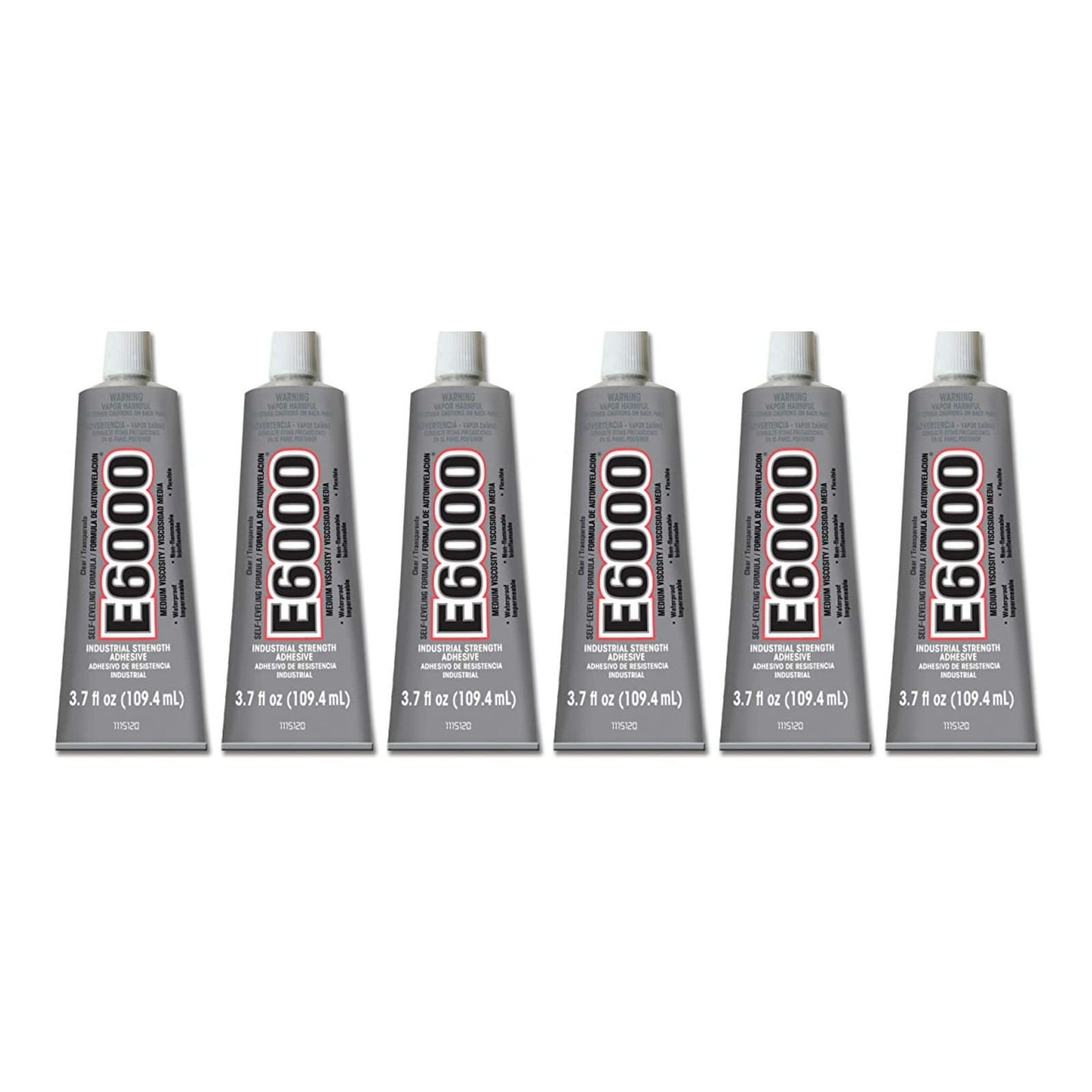 E6000 Multipurpose Adhesive 6 Pack Clear 3.7 Oz Industrial Strength Glue E6000 Multipurpose Adhesive 6 Pack Clear 3.7 Oz Industrial Strength Glue