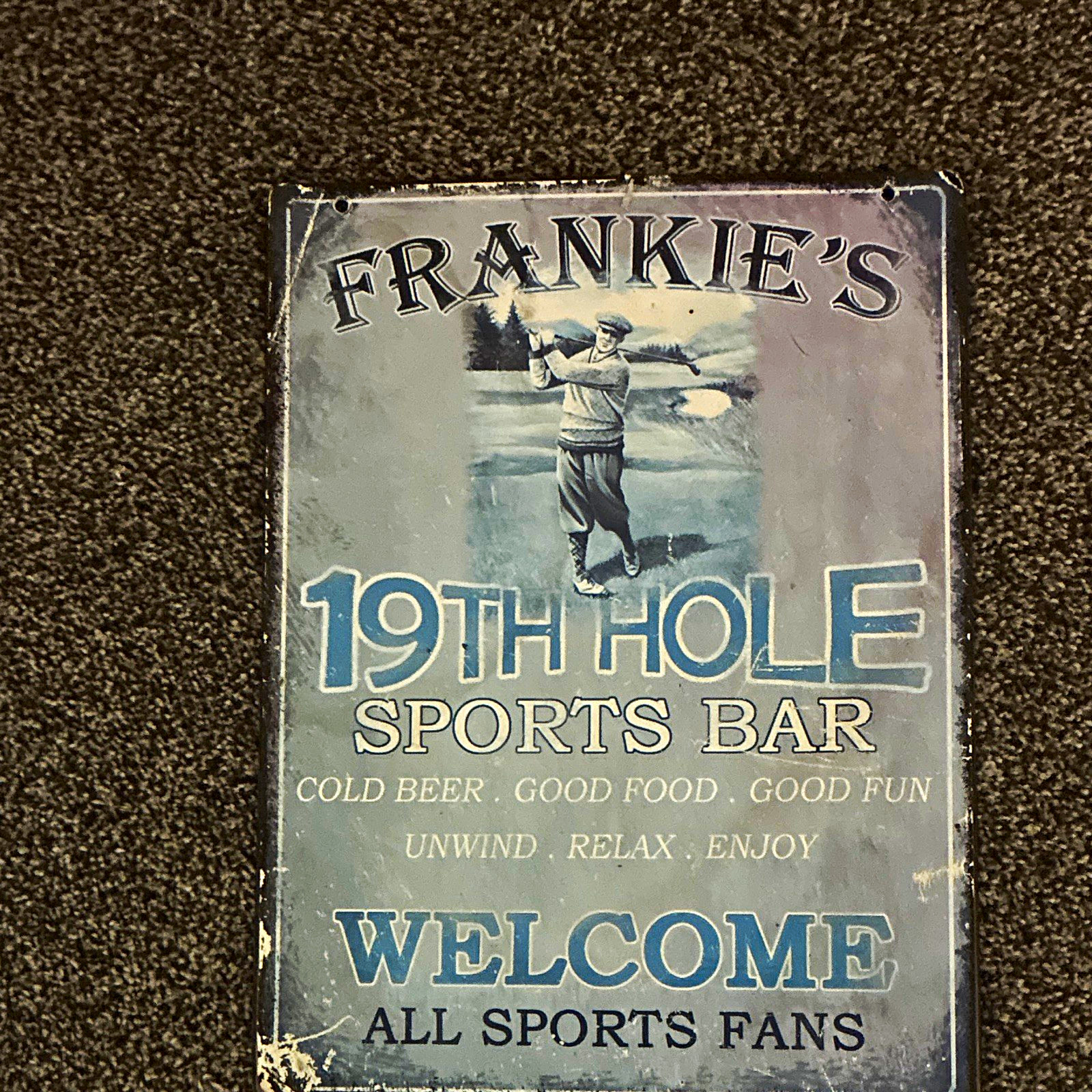 Vintage Metal Sports Bar Welcome Wall Sign, Vertical Rectangle Hanging Plaque Vintage Metal Sports Bar Welcome Wall Sign, Vertical Rectangle Hanging Plaque