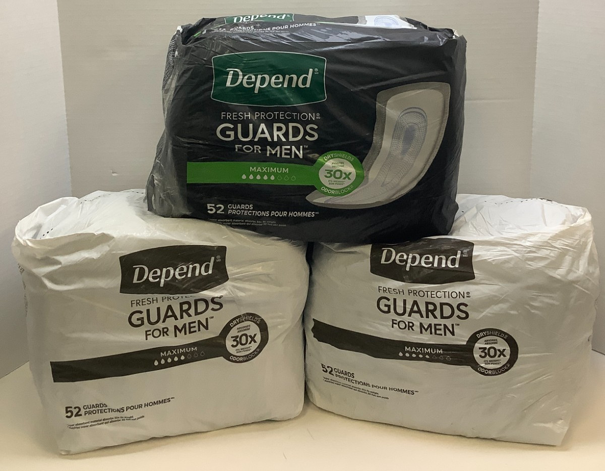 Depend Guards, Incontinence Pads for Men, Bladder Control Pads, 52ct, 3 Pack