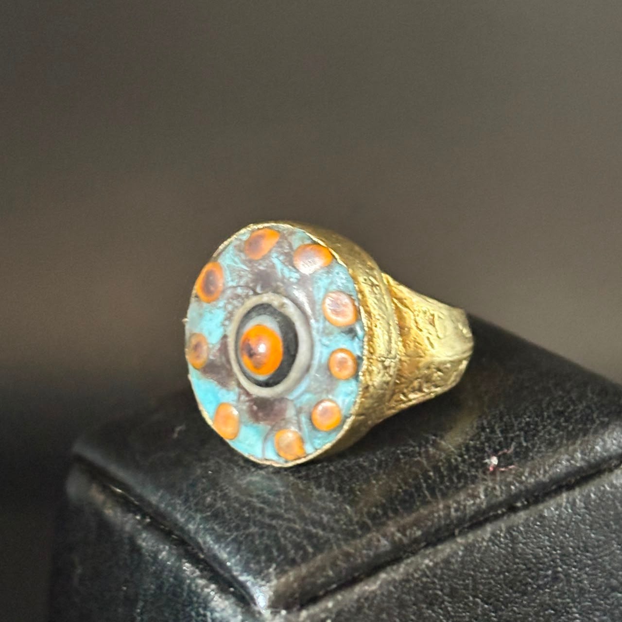 Rare Ancient Silver Antique Roman Ring Artifact Stunning With Multicolor Stone