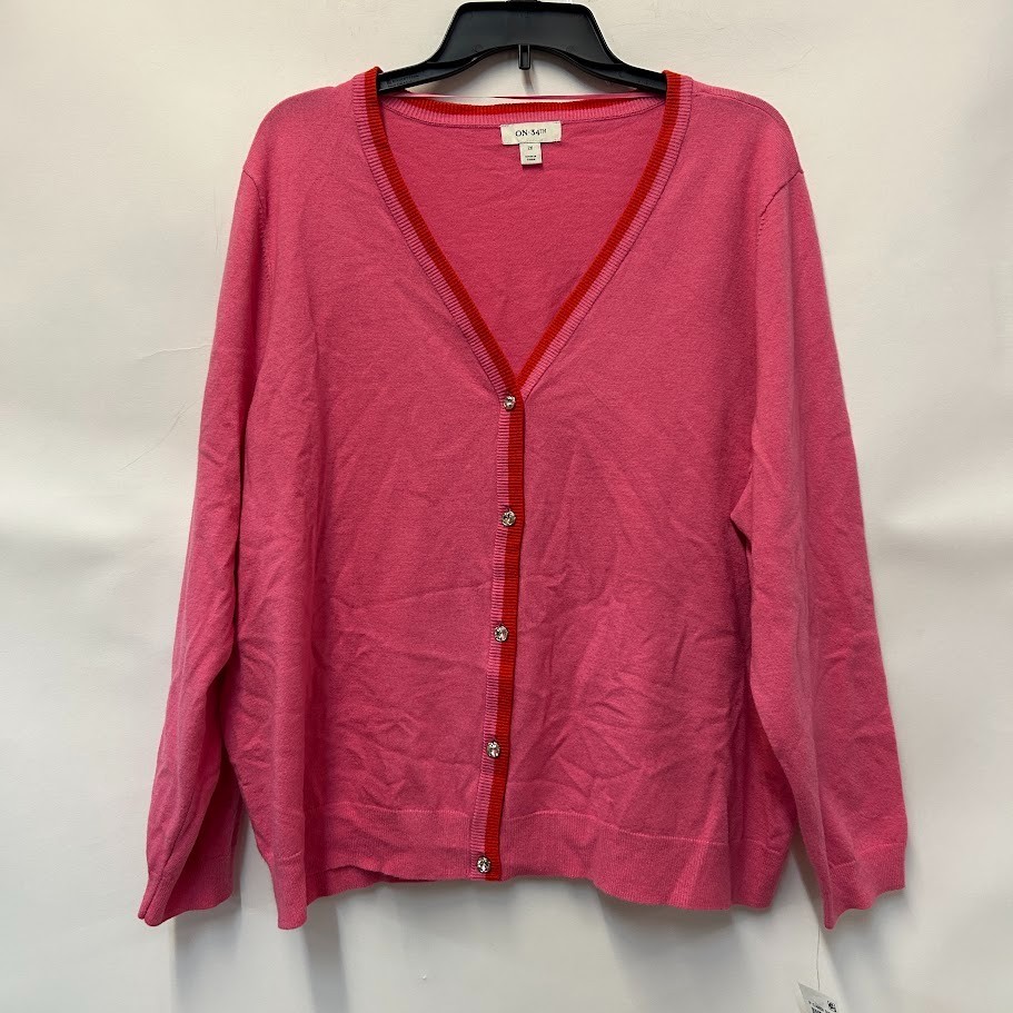 On 34th Womens Plus 2X Azalea Pink Rhinestone Button Cardigan Sweater NWT BS31