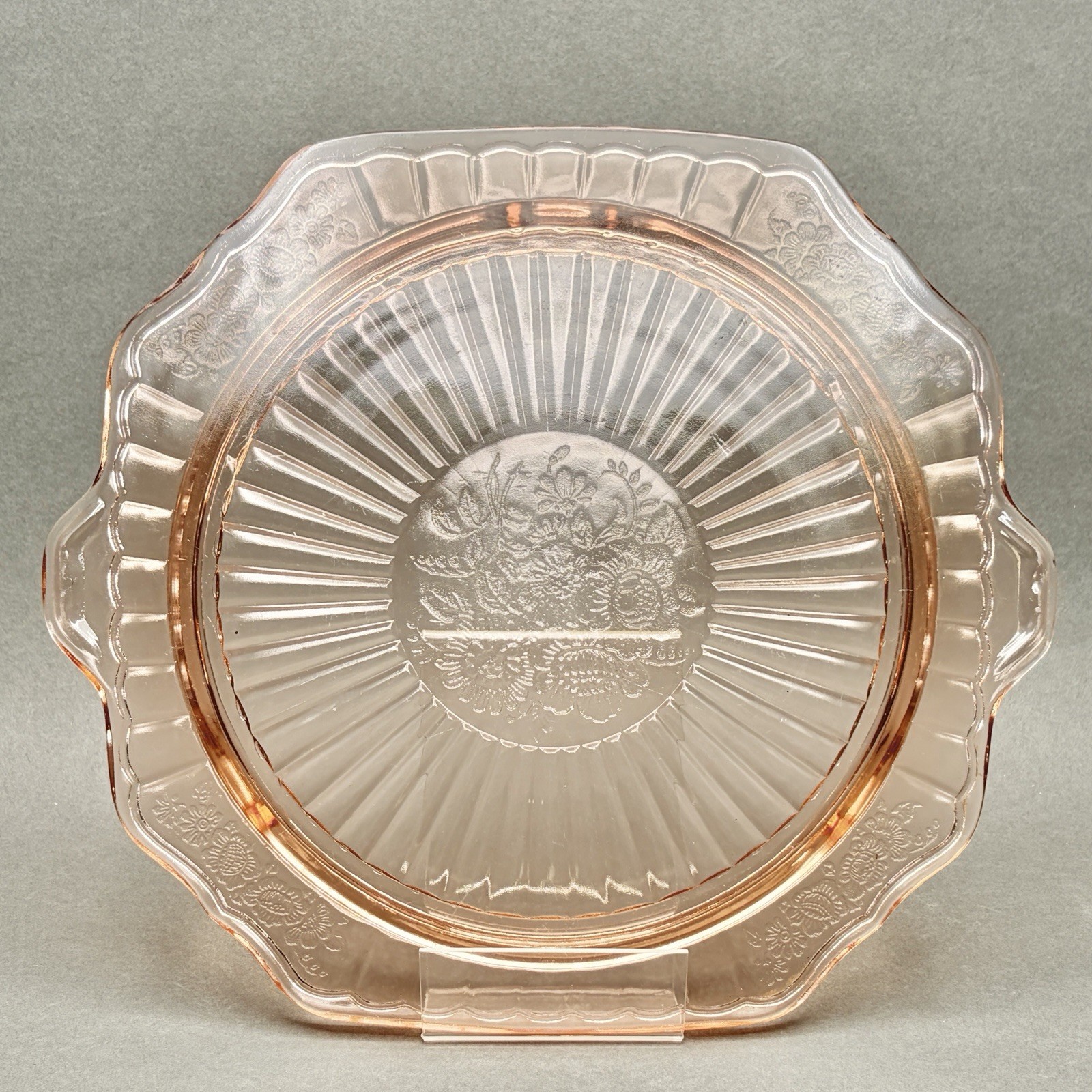 Vintage Pink Anchor Hocking “Mayfair Open Rose” Depression Glass Cake Stand