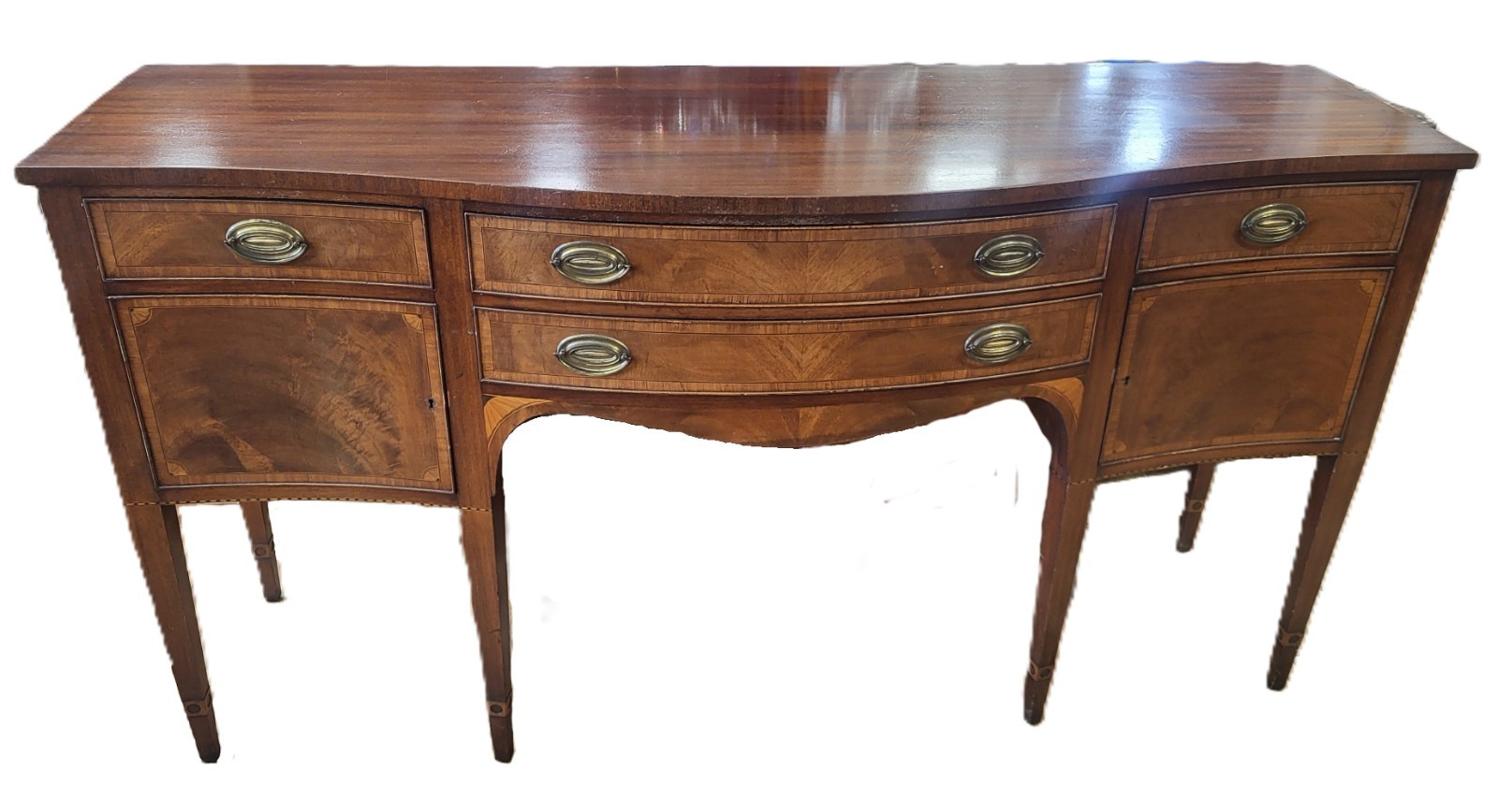 Antique AMERICAN 20th C FEDERAL Banded Inlaid MAHOGANY Server SIDEBOARD Buffet