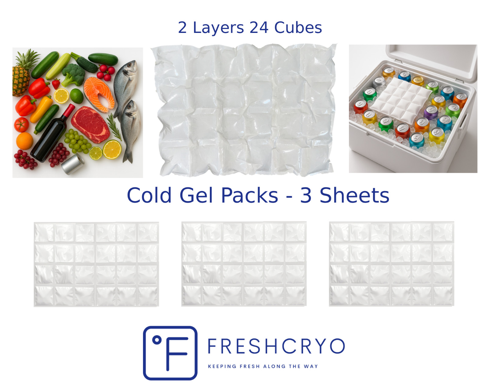 3 Sheets Reusable Ice Packs Cold Freezer Packs for Lunch Box Cooler | FreshCryo